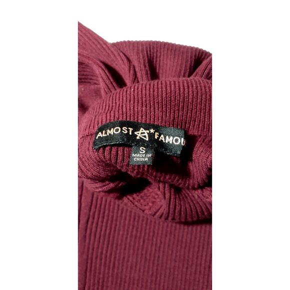 Almost Famous  Pencil Dress Women's Size S Burgundy Long Sleeve  # 90 - Picture 7 of 7